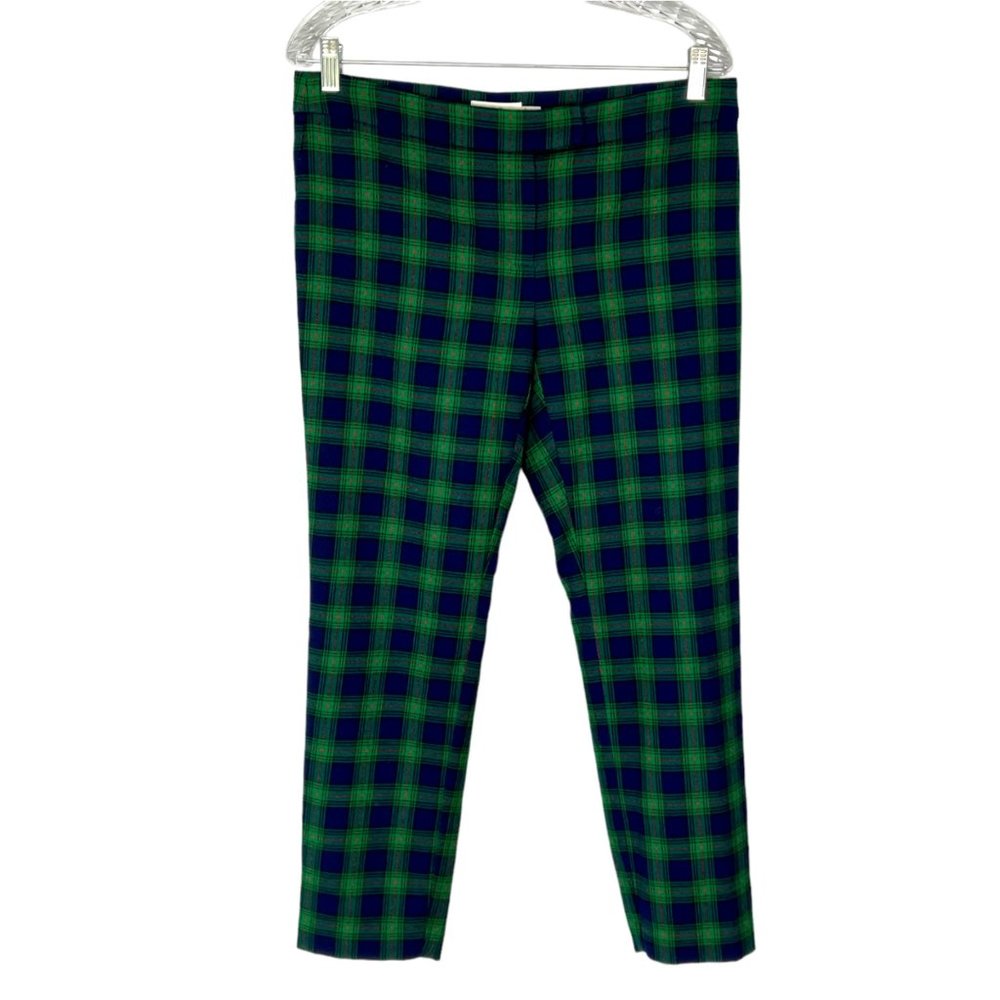 Vineyard Vines Toboggan Tartan Ankle Pants Blue Green Plaid Wool size 6